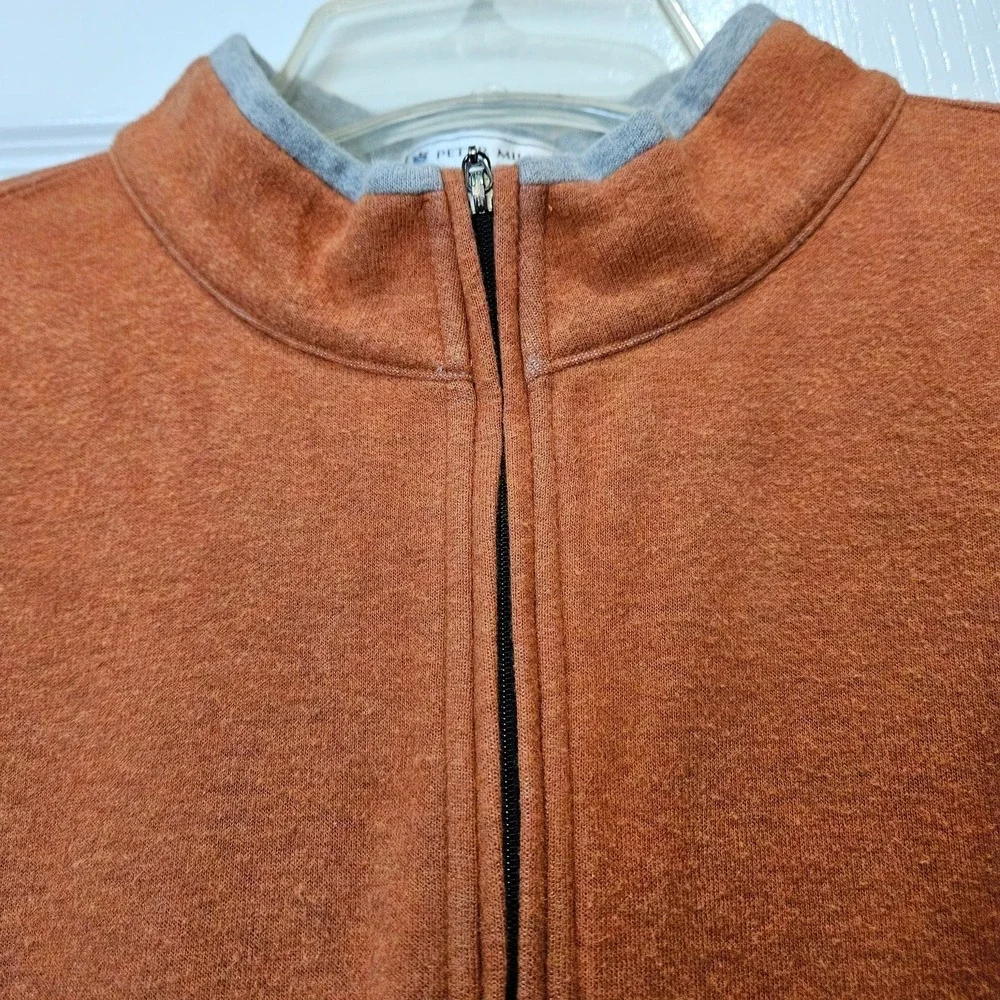 Peter Millar Men's Medium‎ 100% Cotton Quarter Zip Orange Sweater Vest